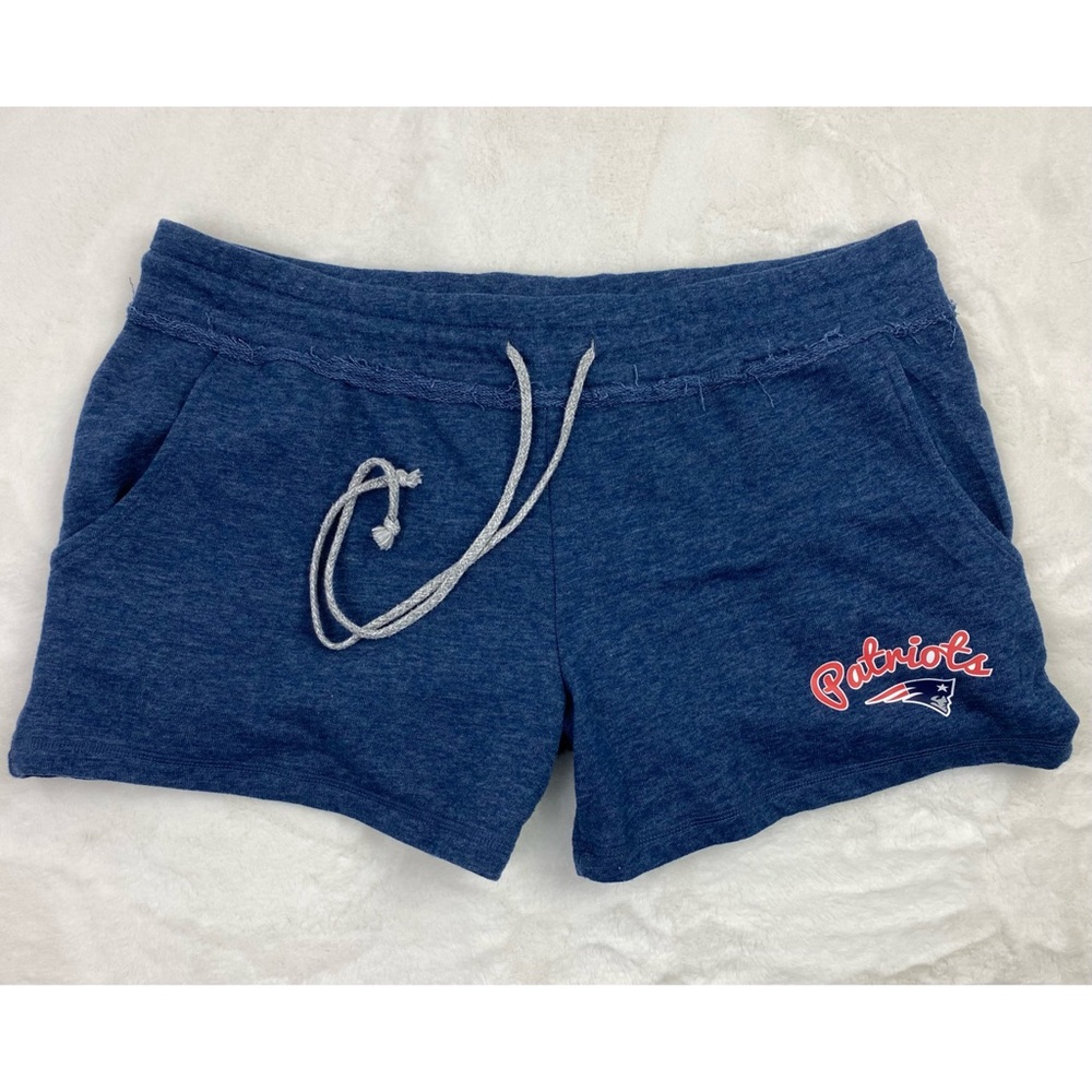 Patriots Womens Lounge Shorts Large Blue New England Drawstring Football Pockets